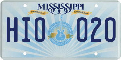 MS license plate HIO020