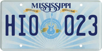 MS license plate HIO023