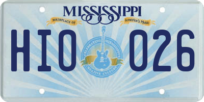 MS license plate HIO026