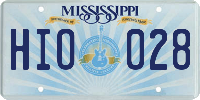 MS license plate HIO028