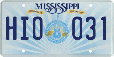 MS license plate HIO031