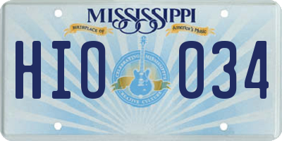 MS license plate HIO034