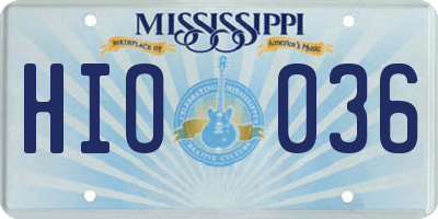 MS license plate HIO036