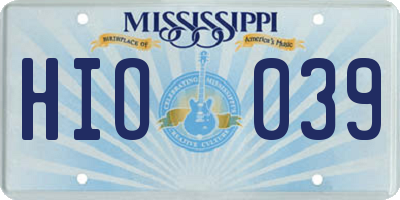 MS license plate HIO039