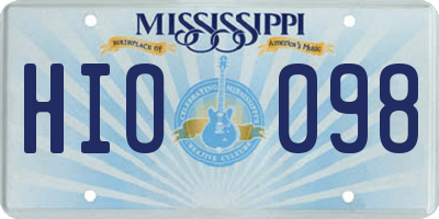MS license plate HIO098