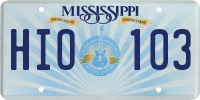 MS license plate HIO103
