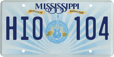 MS license plate HIO104
