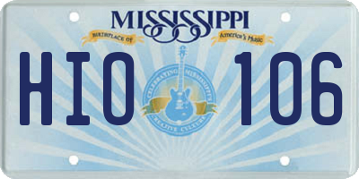 MS license plate HIO106