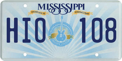 MS license plate HIO108