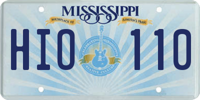 MS license plate HIO110