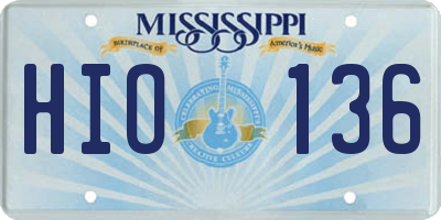 MS license plate HIO136