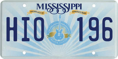 MS license plate HIO196