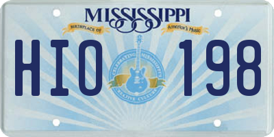 MS license plate HIO198