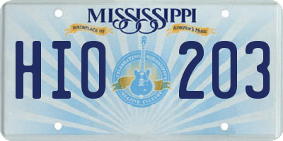 MS license plate HIO203