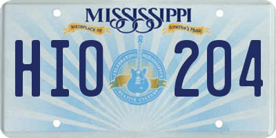 MS license plate HIO204