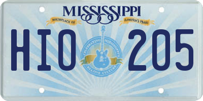 MS license plate HIO205