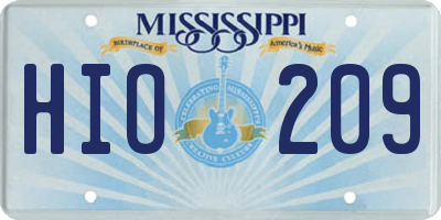 MS license plate HIO209
