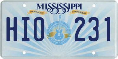 MS license plate HIO231
