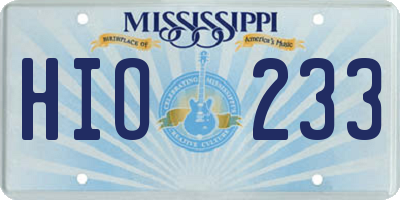 MS license plate HIO233