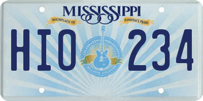 MS license plate HIO234
