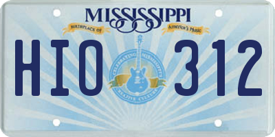 MS license plate HIO312
