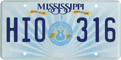 MS license plate HIO316