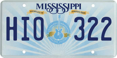 MS license plate HIO322