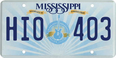 MS license plate HIO403