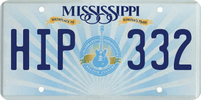 MS license plate HIP332