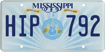 MS license plate HIP792