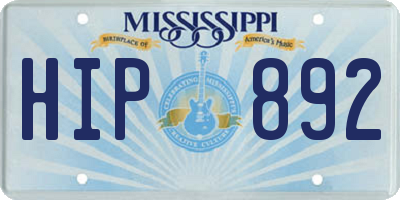 MS license plate HIP892