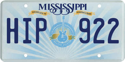 MS license plate HIP922