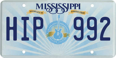 MS license plate HIP992
