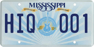 MS license plate HIQ001