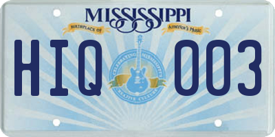 MS license plate HIQ003
