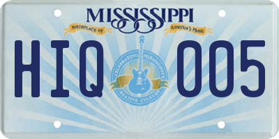 MS license plate HIQ005