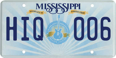 MS license plate HIQ006