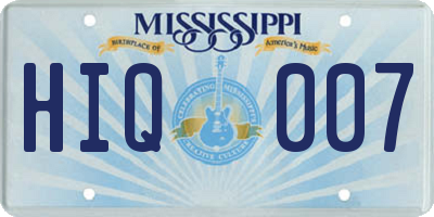 MS license plate HIQ007