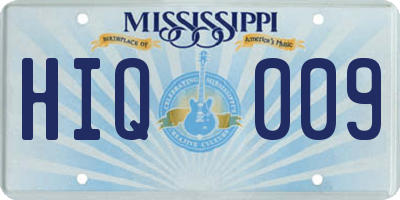 MS license plate HIQ009