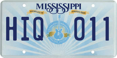 MS license plate HIQ011