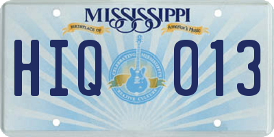 MS license plate HIQ013