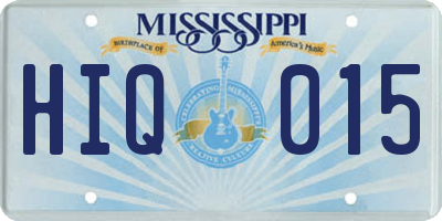 MS license plate HIQ015