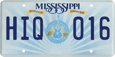 MS license plate HIQ016