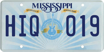 MS license plate HIQ019