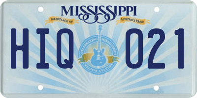 MS license plate HIQ021