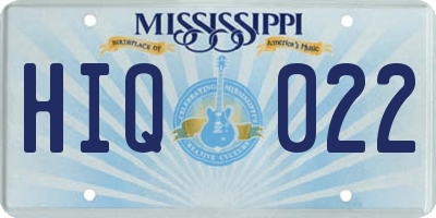 MS license plate HIQ022