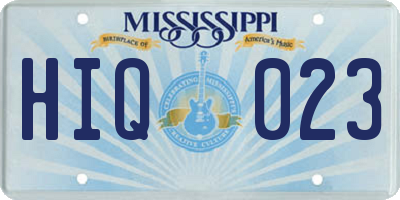 MS license plate HIQ023