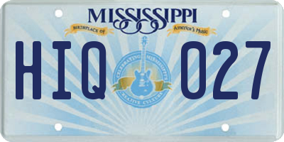 MS license plate HIQ027