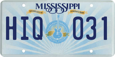 MS license plate HIQ031