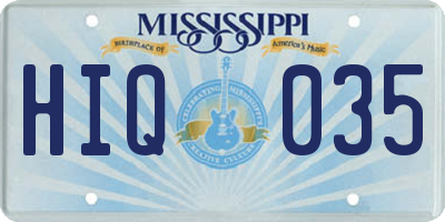 MS license plate HIQ035